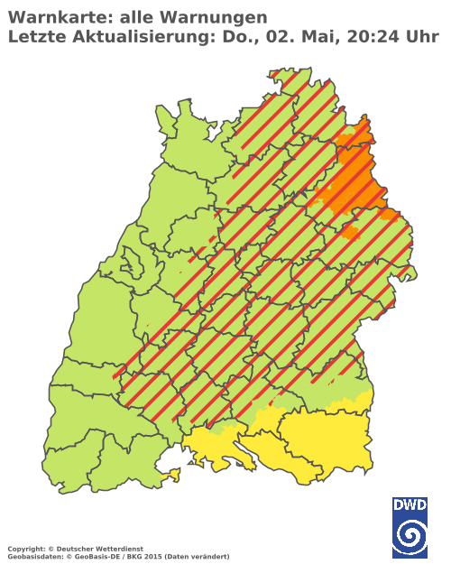 Aktuelle Warnmeldungen für Baden-Württemberg